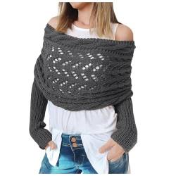 Multifunktionaler Schal mit Ärmeln für Damen, Gestrickter Schal Sweater Wrap mit Ärmeln, Boho Pashmina Schal Umhang Zopfmuster-umhang Bolero Für Damen Pullover-Schal mit Ärmeln Gestrickter Schal von Briskorry