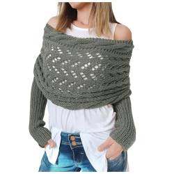 Multifunktionaler Schal mit Ärmeln für Damen, Gestrickter Schal Sweater Wrap mit Ärmeln, Boho Pashmina Schal Umhang Zopfmuster-umhang Bolero Für Damen Pullover-Schal mit Ärmeln Gestrickter Schal von Briskorry