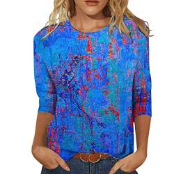 Shirt Damen 3/4 Arm Rundhals Tunika Tops Elegant Tunika Shirt Bequem Blusen Shirt Mode Sommerbluse Lose T-Shirt Atmungsaktive Oberteile Tops Einfach Hemd Casual Bluse Shirt Sommer Oberteil von Briskorry