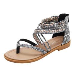 Sommer Sandalen Damen, Sommer Flache Zehentrenner Sandaletten Bohemian Blumen Flip Flops Hausschuhe Pantoffeln Sommerschuhe Frauen Schaftsandalen Elegant Römersandalen Sommer Hausschuhe Strandschuhe von Briskorry