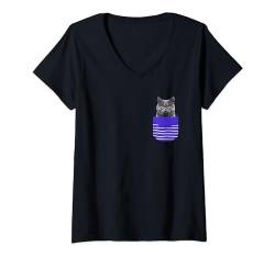 Damen Britische Kurzhaarkatze British Shorthair Besitzer T-Shirt mit V-Ausschnitt von Britisch Kurzhaar Katze Geschenk British Shorthair