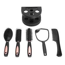 5-teiliges Haarbürsten-Set, Paddel-Haarbürste, Entwirrungsmassage, Styling-Kamm, Spiegel und Halter, Ständer, Haarpflege-Massagebürste für Damen und Herren von Brrnoo