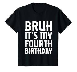 Kinder Bruh It's My 4th Birthday Funny 4 Year Old Boy Girl Birthday T-Shirt von Bruh It's My Birthday Co.