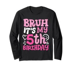 Bruh It's My 5th Birthday, Groovy Pink, 5 Jahre, Mädchen, Kinder Langarmshirt von Bruh It's My Birthday Cool Kids Funny Outfits