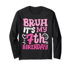 Bruh It's My 7th Birthday, Groovy Pink, 7 Jahre, Mädchen, Kinder Langarmshirt von Bruh It's My Birthday Cool Kids Funny Outfits