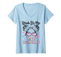 Damen Brush It's My 6th Birthday Retro-Kinder, 6 Jahre, Bday Girl T-Shirt mit V-Ausschnitt von Bruh It's My Birthday Cool Kids Funny Outfits