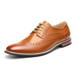 Bruno Marc Herren Anzugschuhe Klassischer atmungsaktiver Business Lederschuhe Schnürhalbschuhe Derby Oxfords Hochzeit Schuhe Prince-3, BRAUN,43EU von DREAM PAIRS