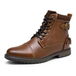 Bruno Marc Herren Motorrad Stiefel Motorradschuhe Herren Schnürstiefel Boots Kunstlederstiefel Chukka Boots Zipper Closure Biker Boots Herren,Size 41,Kamel,Philly_10 von Bruno Marc