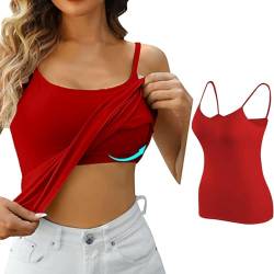 Damen Unterhemd BH Hemd Damen mit Cups Basic U-Ausschnitt Eingebauter BH Stretch Unterhemden Bügelloser Gepolstert Tank Tops mit Integriertem BH Ohne Bügel Einfarbig Bequeme Hemd Sport BH von Bsotalines