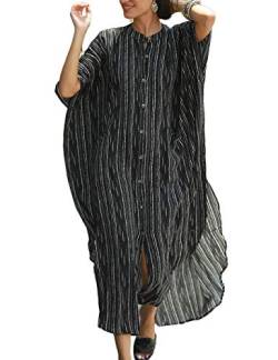 Bsubseach Strand Kaftan Kleider für Damen Strandkleid für Bademode Plus Größe Caftan Kleid Schwarz Streifen Print von Bsubseach