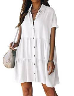 Bsubseach Strand Coverups für Frauen Button Down Kleid Badeanzug Cover Up Resort Freizeitkleidung Urlaubs Outfit Weiß L von Bsubseach