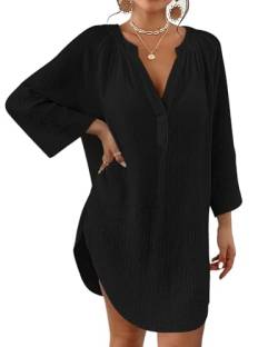 Bsubseach Women Beach Cover Ups Shirt Bikini Badeanzug Coverup Bademode Badeanzug Cover Up Schwarz L von Bsubseach