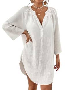 Bsubseach Women Beach Cover Ups Shirt Bikini Badeanzug Coverup Bademode Badeanzug Cover Up Weiß XL von Bsubseach