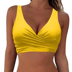 Bikini BH Damen Bademoden Bikinioberteil Große Brüste Push up Bikini Top Gepolstert Swimsuit Bra Sport Trocknend Padded Bikini Swim Oberteil Rückenfrei Bikinioberteil mit Polster ohne (Gelb-3, XL) von Btruely