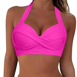 Bikini BH Damen Bademoden Bikinioberteil Große Brüste Push up Bikini Top Gepolstert Swimsuit Bra Sport Trocknend Padded Bikini Swim Oberteil Rückenfrei Bikinioberteil mit Polster ohne (Heißes Rosa, M) von Btruely