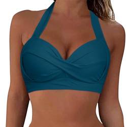 Bikini BH Damen Bademoden Bikinioberteil Große Brüste Push up Bikini Top Gepolstert Swimsuit Bra Sport Trocknend Padded Bikini Swim Oberteil Rückenfrei Bikinioberteil mit Polster ohne (Marine, XXL) von Btruely