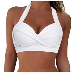 Bikini BH Damen Bademoden Bikinioberteil Große Brüste Push up Bikini Top Gepolstert Swimsuit Bra Sport Trocknend Padded Bikini Swim Oberteil Rückenfrei Bikinioberteil mit Polster ohne Bügel (Weiß, S) von Btruely