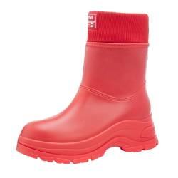 Btruely Gummistiefel Gefüttert Damen Warme Regenstiefel Winter Wasserdicht Halbhohe Regenschuhe rutschfeste Gartenschuhe Fashion Rain Boots Gummistiefeletten Gr.37-41 EU von Btruely