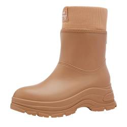 Btruely Gummistiefel Gefüttert Damen Warme Regenstiefel Winter Wasserdicht Halbhohe Regenschuhe rutschfeste Gartenschuhe Fashion Rain Boots Gummistiefeletten Gr.37-41 EU von Btruely