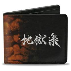 Buckle-Down Crunchyroll Geldbörse, Bifold, Hells Paradise Kanji Title Logo und Gabimaru Fire Pose Orange, Veganes Leder, Schwarz, 4.0" x 3.5", Casual von Buckle-Down