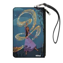 Disney Geldbörse, Reißverschluss Clutch, Wish Asha Dancing Swirl Pose Blues Yellows, Canvas, Large, Casual von Buckle-Down