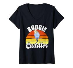 Damen Budgie Cuddler Wellensittich T-Shirt mit V-Ausschnitt von Budgie Gift