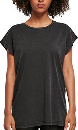 Build Your Brand Damen BY053-Ladies Acid Washed Extended Shoulder Tee T-Shirt, Black, XL von Build Your Brand