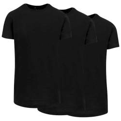 Build Your Brand Herren Shaped Long Tee 3-Pack T-Shirt, Schwarz (Blk/Blk/Blk 01203), M von Build Your Brand