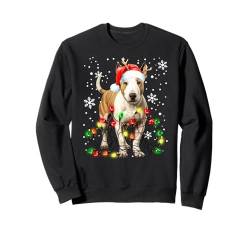 Weihnachtsbeleuchtung Weihnachtsmann Bullterrier Hund Weihnachten Sweatshirt von Bull terrier dog Santa Christmas Tree Lights Xmas