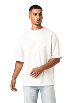 Herren Oversized Basic Baumwoll-T-Shirt Tee Oversized Fit Heavy Baumwolle, Größe:XL, Farbe:Vanilla Ice von Buroc's
