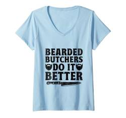 Damen Bärtige Metzger machen es besser Metzgerei Fleischmetzger T-Shirt mit V-Ausschnitt von Butchery Butchers Butcher Gifts