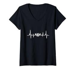 Damen Herzschlag EKG Metzger Metzger Metzgerei Fleisch Metzger T-Shirt mit V-Ausschnitt von Butchery Butchers Butcher Gifts