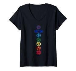 Damen 7 Chakren Yoga T-Shirt mit V-Ausschnitt von Buy Cool Shirts