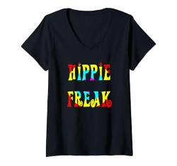 Damen Hippie Freak 60er 70er Jahre T-Shirt mit V-Ausschnitt von Buy Cool Shirts