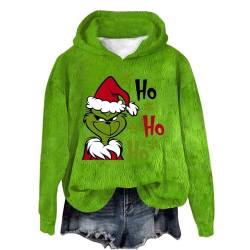 Grinch Weihnachtspullover Damen Kreativer Weihnachts Pullover Weihnachtsmann 3D Hoodie Lustiger Bequemes Langarm Sweatshirt FüR Herren Und Damen 4-Green XL von Buyaole