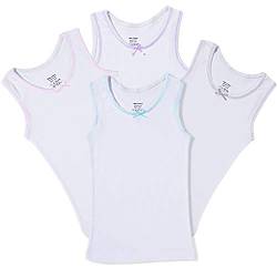 Buyless Fashion Girls Tagless Unterhemden mit Cami-Rundhalsausschnitt Baumwolltank mit Besatz und Riemen (4er-Pack) 5-6 von Buyless Fashion