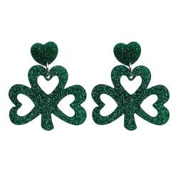 Bvizyelck St. Patricks Day Ohrringe für Frauen – St. Patricks Day Kleeblatt-Ohrringe | Acryl irische Mode-Tropfen-Ohrringe, Glücksschmuck, Kleeblatt-Ohrringe für Frauen und Mädchen von Bvizyelck