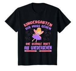 Kinder Kita Abgänger 2025 Fee Schule Ruft Schulkind Mädchen T-Shirt von Bye Kindergarten Abschied Shirt 1. Klasse Mädchen