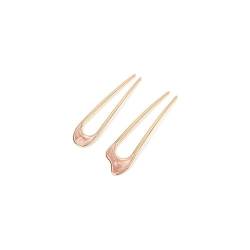 Französisch Stil Haarspange,2 PCS Haarnadelgabel Schale Haarnadel Metall U Förmige Haarstäbchen Vintage Einfache Metall Haarnadel 2 Zinken Dutt Haarstyling Zubehör Metal U Shape Hair Pin von Byezhou