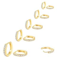 Bzzerumy 5 Paar Damen Ohrringe Gold - 18k Goldene Ohrringe, Ohrstecker, Schmuck, Earrings for Women, Ohrringe Frauen, Damenohrringe, Gold Ohrringe von Bzzerumy