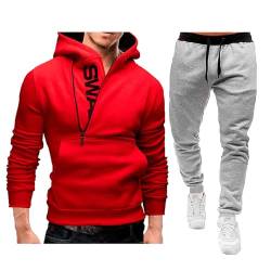 C'est TT Jogginghose Herren Mit Reißverschluss,Jogginganzug Herren Tracksuit Y2K Hoodie und Baggy Baumwolle Jogginghose Sportanzug Streatwear Trainingsanzüge für Herren 2-Teilig Kapuzenpullover von C'est TT