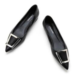 C.Paravano Flache Schuhe für Damen | Spitze Flache Schuhe | Damen Elegant Flache Schuhe (39,Schwarz) von C.Paravano