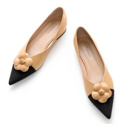 C.Paravano Flache Schuhe für Damen | Frauen Tweed Ballettschuhe | Spitze Flache Schuhe (37,Beige) von C.Paravano