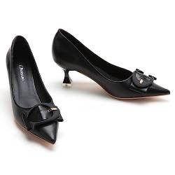 C.Paravano Pumps Damen | Kitten Heel Pumps | Pumps Spitz | Schuhe Pumps | Geschlossene Zehe Pumps | Pumps Leder(Schwarz,37) von C.Paravano