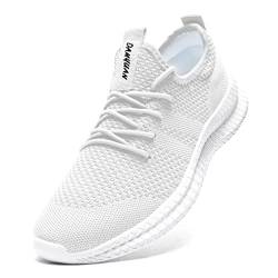 CAIQDM Schuhe Herren Laufschuhe Sneaker Outdoor Sportschuhe Turnschuhe männer Joggingschuhe atmungsaktiv Running Shoes Men Walking Schuhe Freizeitschuhe Fitness Schuhe Weiß 45 EU von CAIQDM