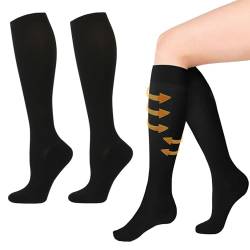 CALIYO Kompressionsstrümpfe, Compression Socks Stützstrümpfe Damen und Herren 2 Paar Reisestrümpfe für Laufen Sport Flug Reise Radsport von CALIYO