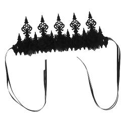 CALLARON Kronen-stirnband Blumenkrone Gothic-haarschmuck Hexenhaarschmuck Tiara Kostüm Kopfschmuck Cosplay-haarschmuck Festival-stirnband Halloween-krone Kopfschmuck Gefühlt Dunkel Schal von CALLARON