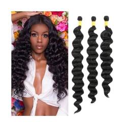 Haarverlängerungen Menschliches Haar Bundles Lose Tiefe Welle Bundles for Schwarze Frauen 1/3/4 Pcs Indische Remy Haar Extensions 8-40 Zoll lockige Webart Bundles Echthaarbündel(Color:20 20 20) von CALQYSH