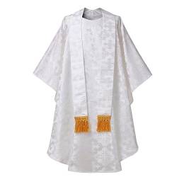 CAMDOM Fleck Priester Klerus Robe Zelebrant Chasuble Priester Kostüm katholische Kirche Vater Messe Gewänder mit Quaste Stola von CAMDOM