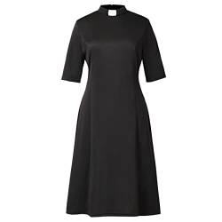 Katholische Kirche Priester Kleid für Frauen Halbarm Lose Elegantes Kleid mit Lasche Einsatz Stehkragen, Schwarz, 3X-Groß von CAMDOM